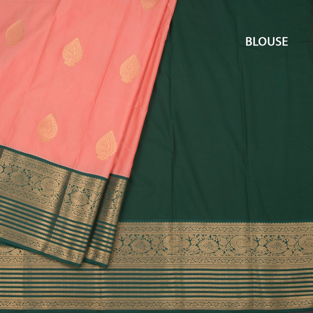 Art Silk Peach Zari Worked Saree