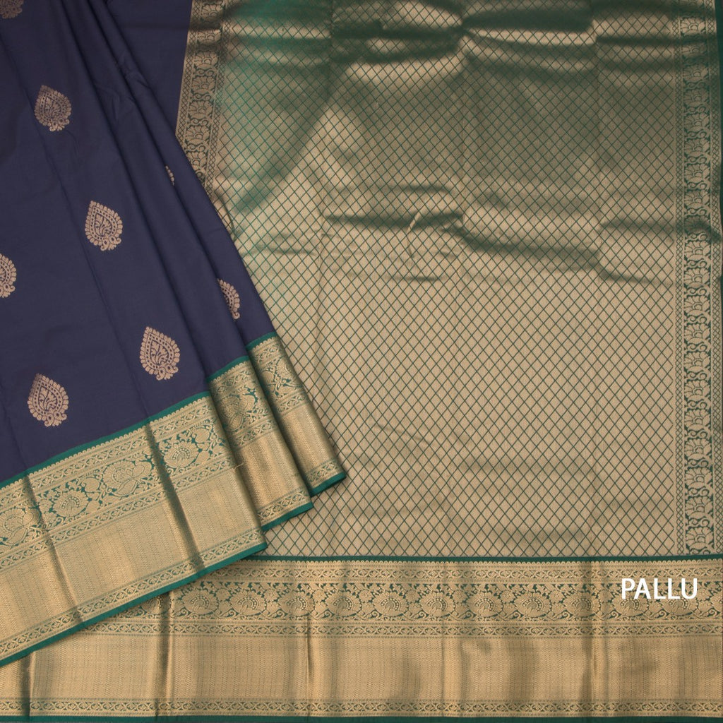 Art Silk Navy Blue Zari Worked Saree 03