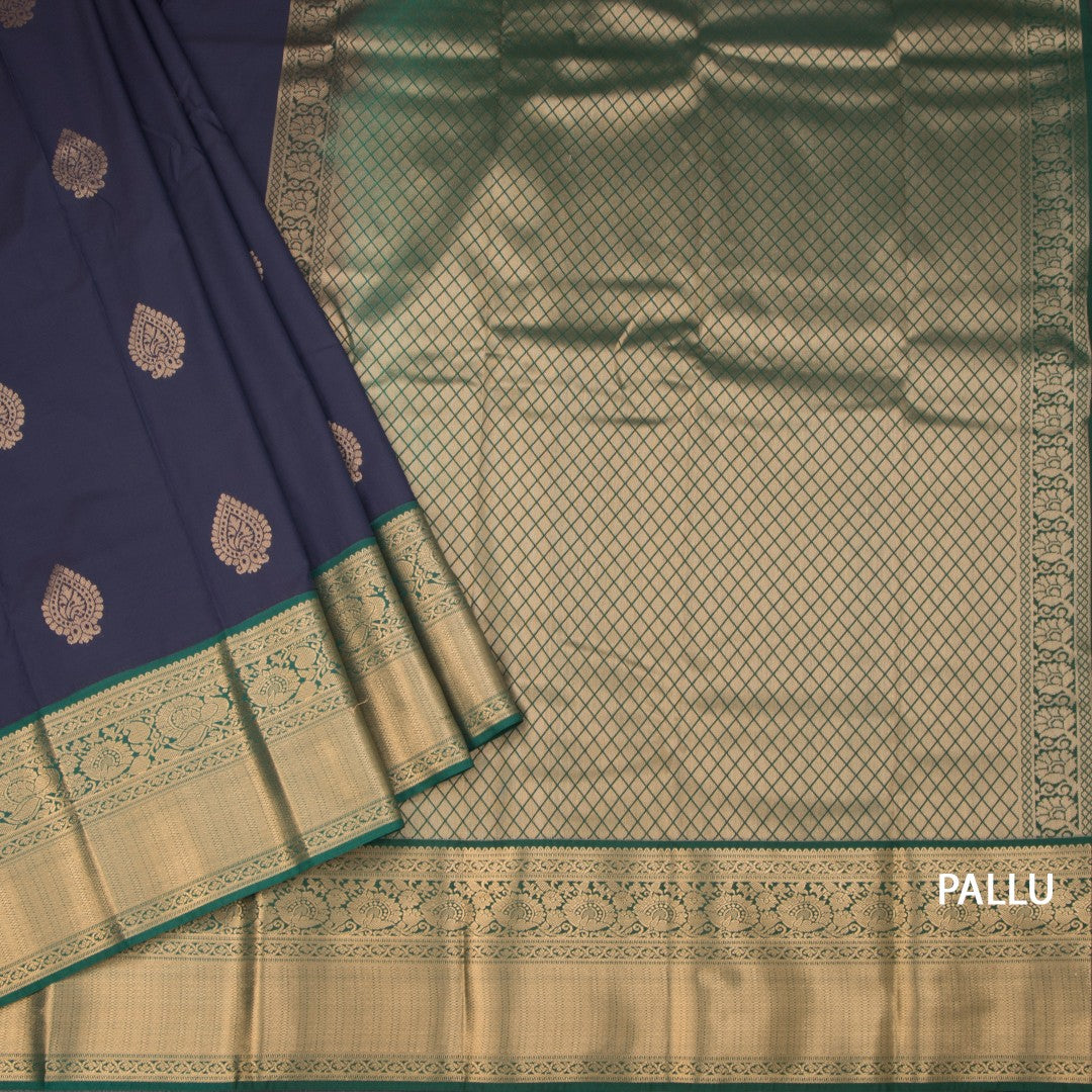 Art Silk Navy Blue Zari Worked Saree 03