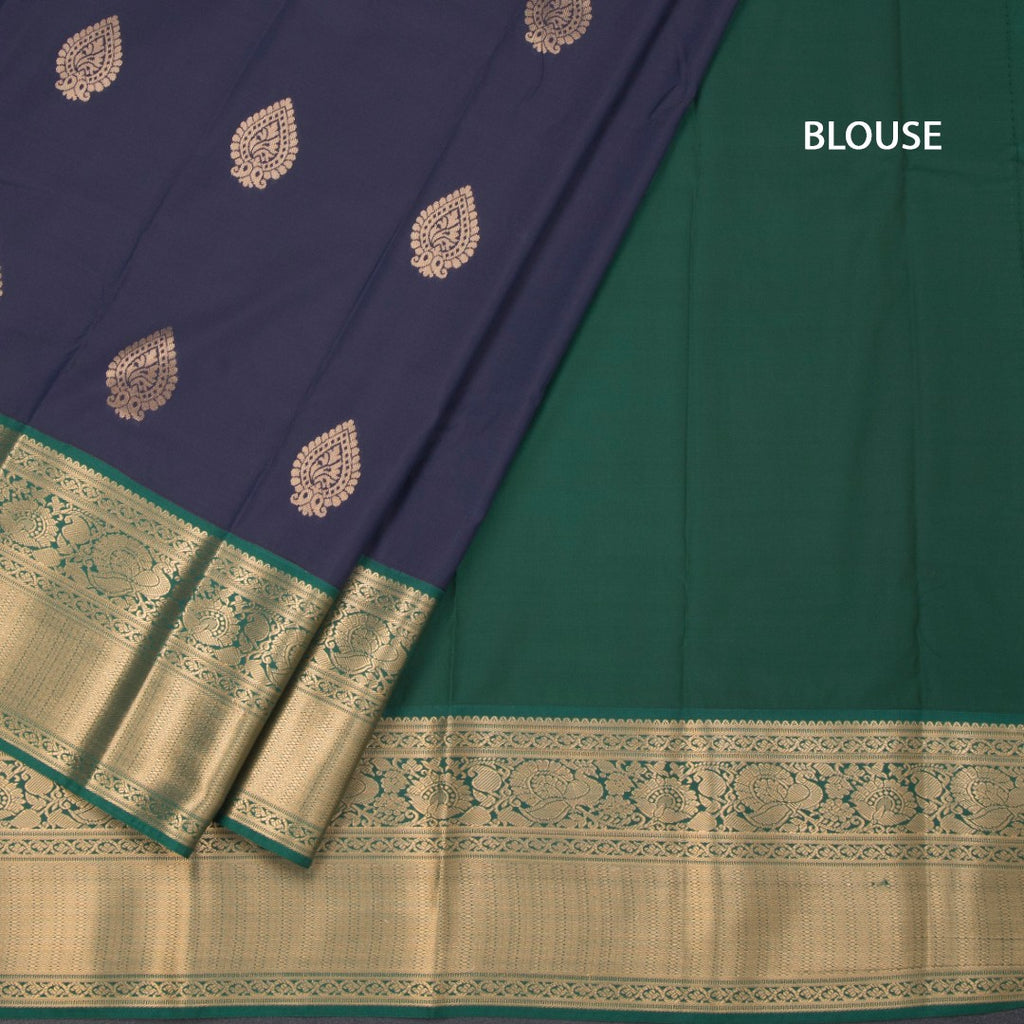 Art Silk Navy Blue Zari Worked Saree 03