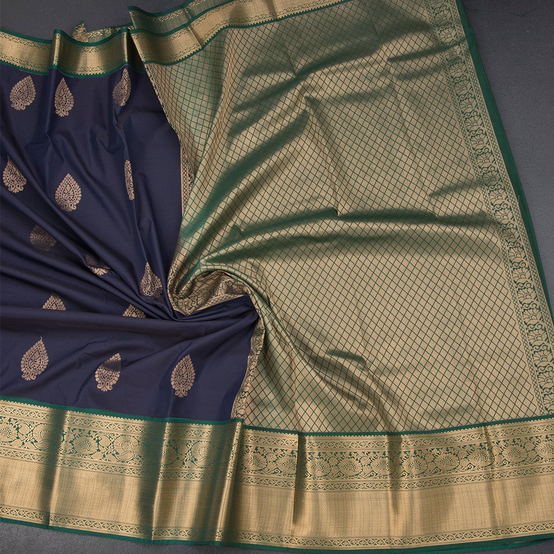 Art Silk Navy Blue Zari Worked Saree 03