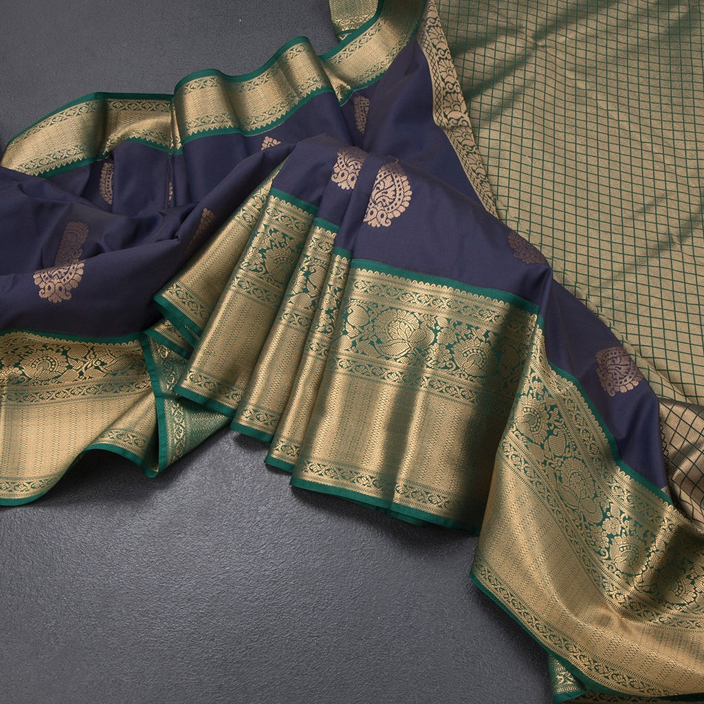 Art Silk Navy Blue Zari Worked Saree 03