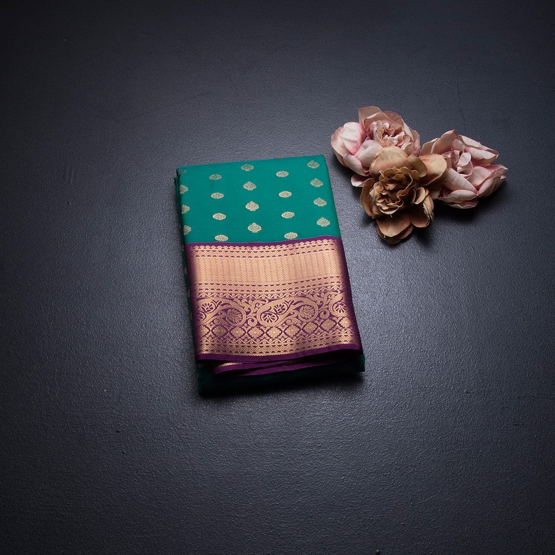 Art Silk Green Zari Worked Saree