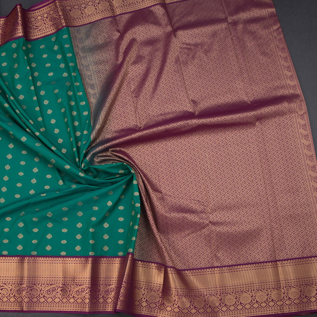 Art Silk Green Zari Worked Saree