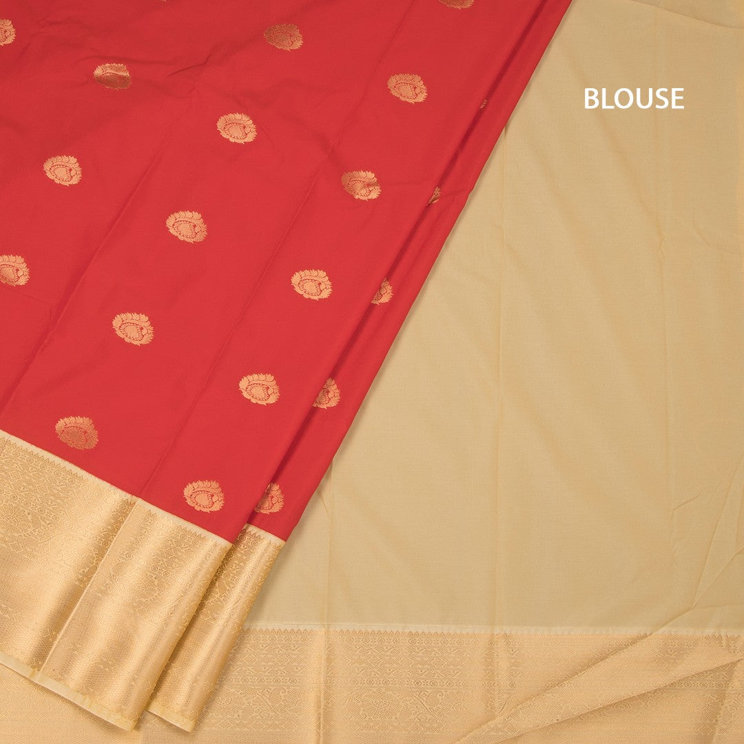 Art Silk Red Zari Worked Saree 02
