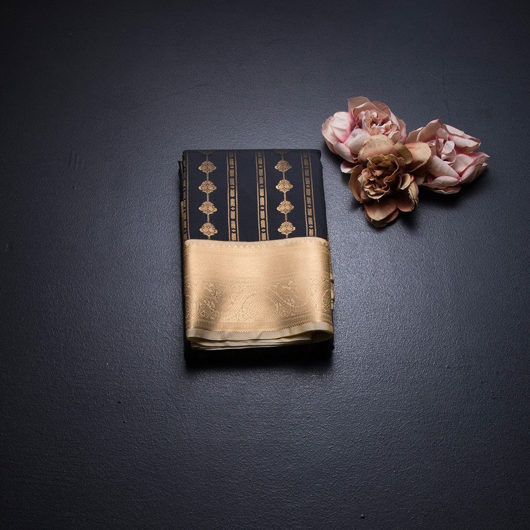 Art Silk Black Zari Worked Saree