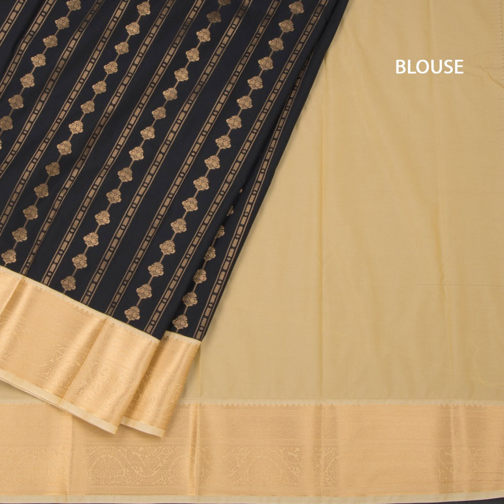 Art Silk Black Zari Worked Saree