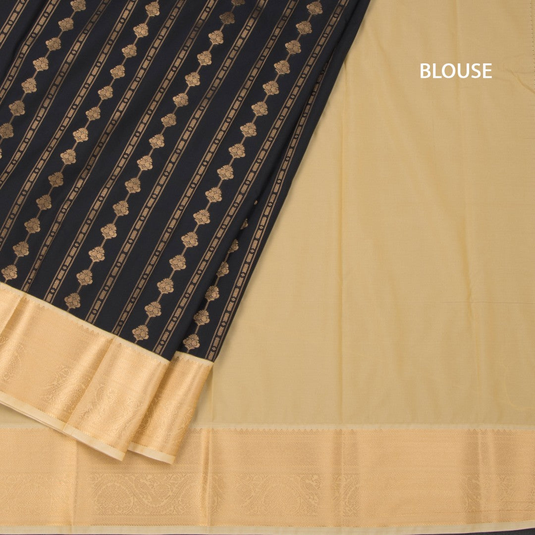 Art Silk Black Zari Worked Saree