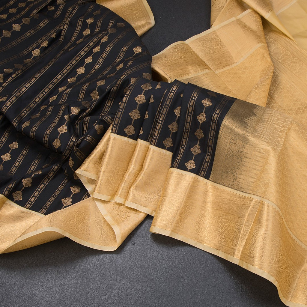 Art Silk Black Zari Worked Saree