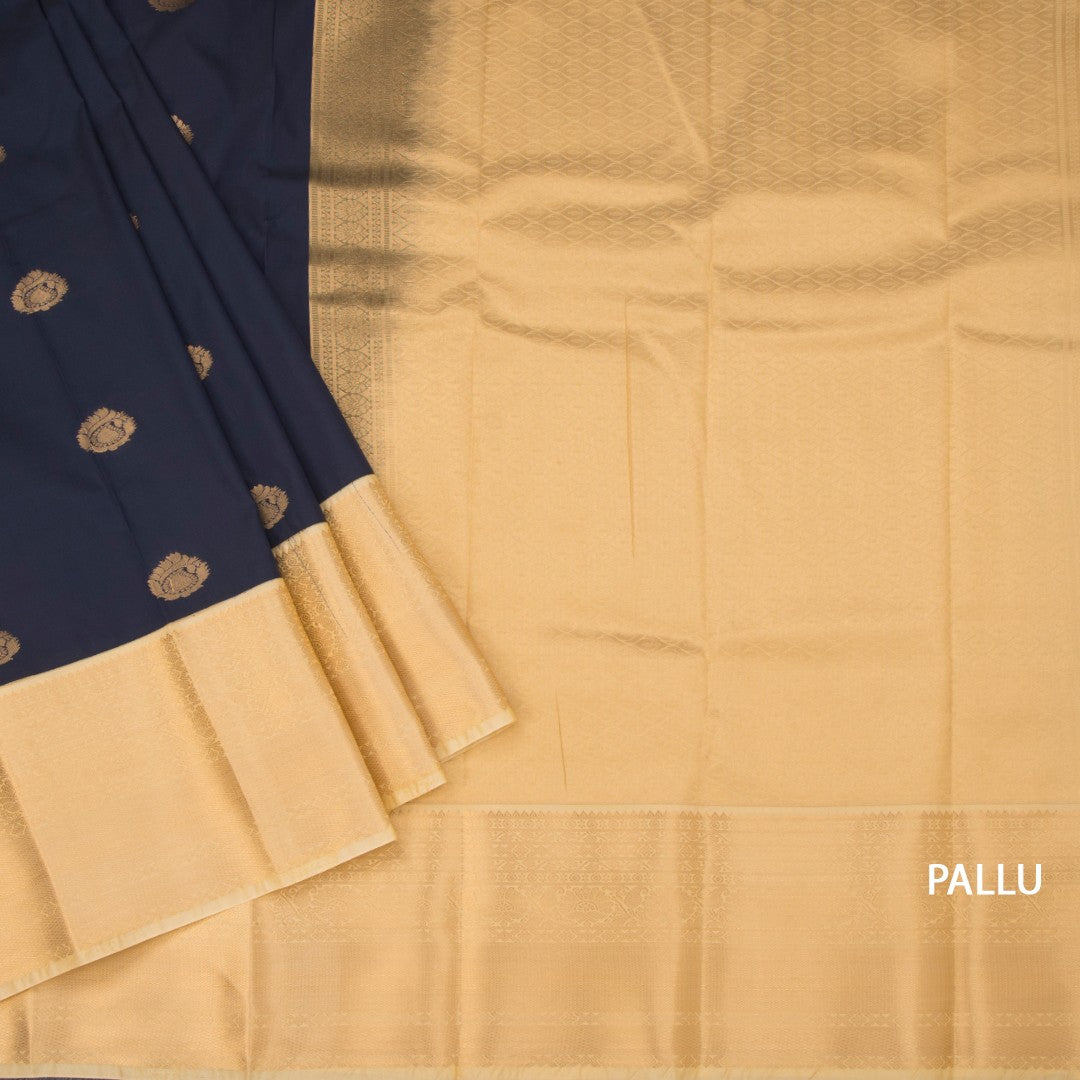 Art Silk Navy Blue Zari Worked Saree 02