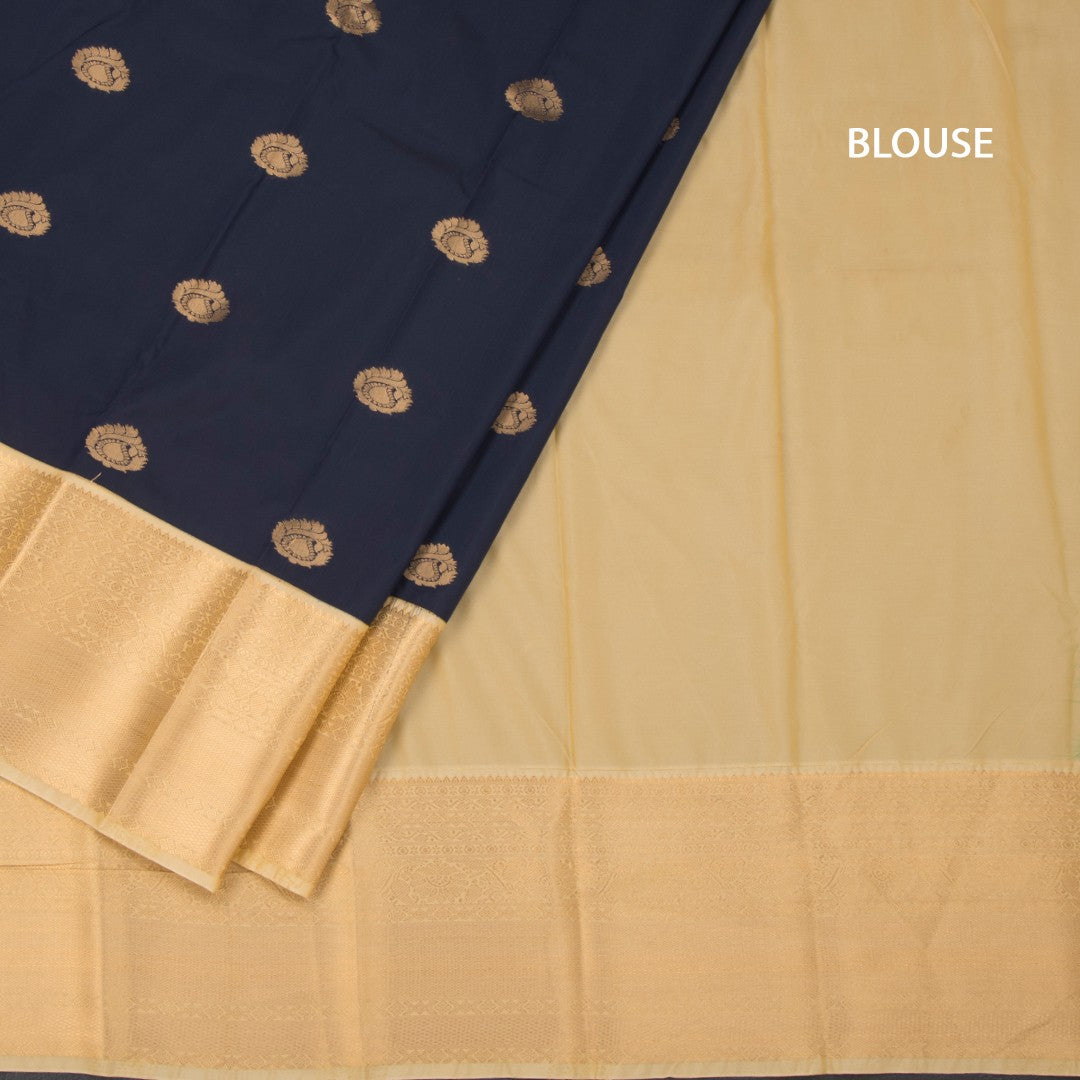 Art Silk Navy Blue Zari Worked Saree 02