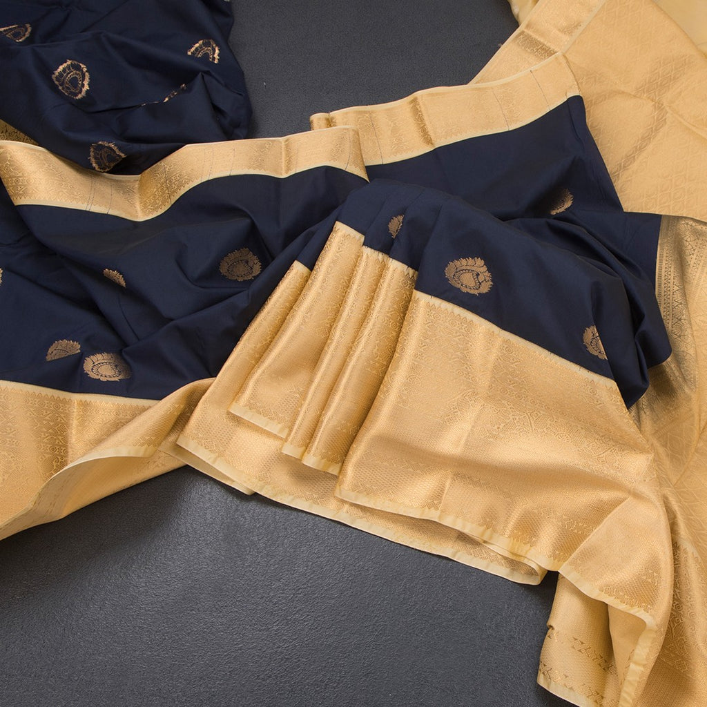 Art Silk Navy Blue Zari Worked Saree 02