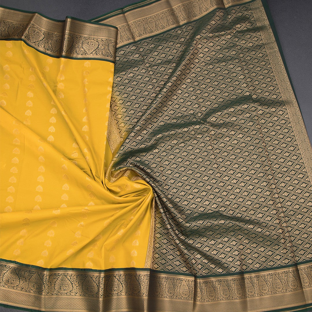 Art Silk Lemon Yellow Zari Worked Saree