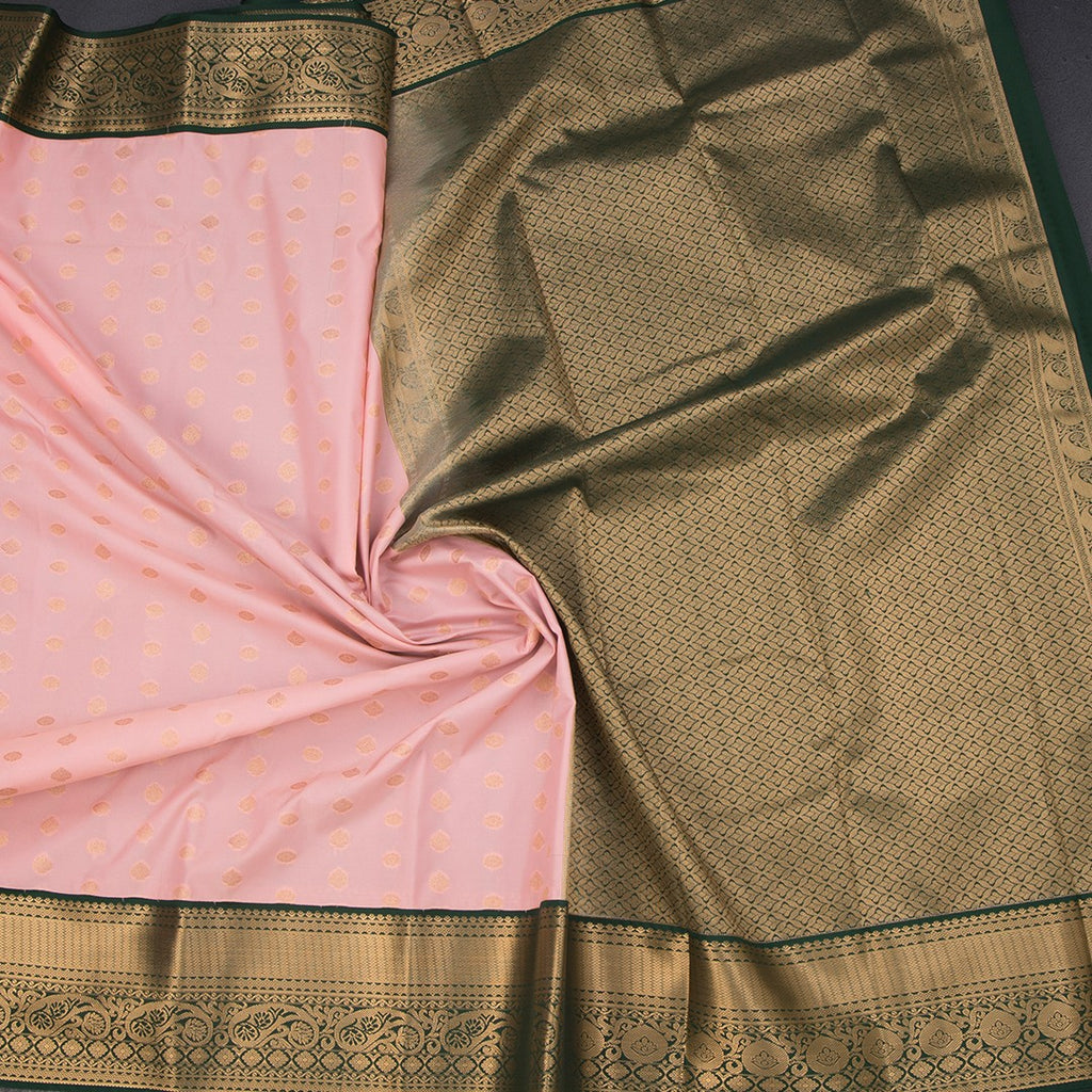 Art Silk Peach Zari Worked Saree 02