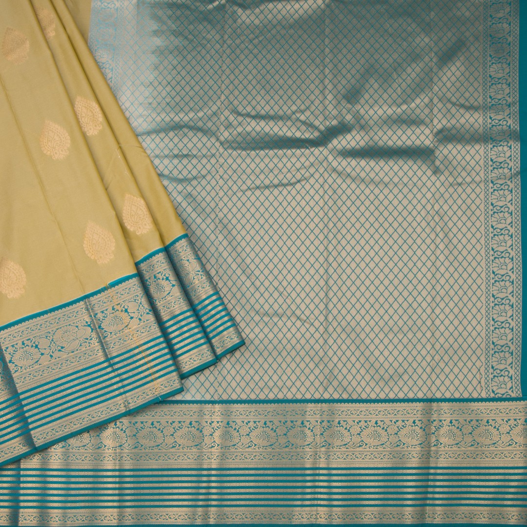 Art Silk Olive Green Zari Worked Saree