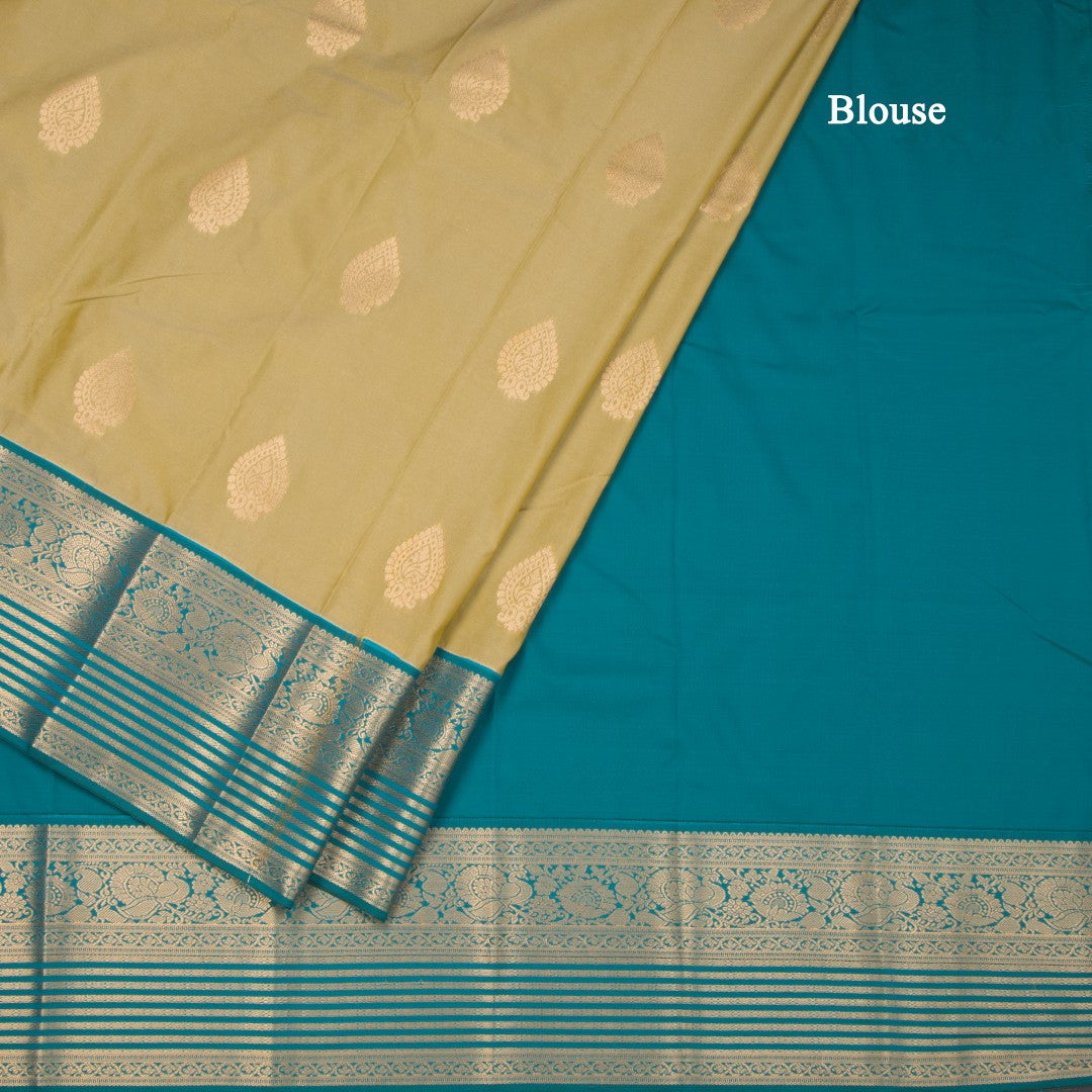 Art Silk Olive Green Zari Worked Saree