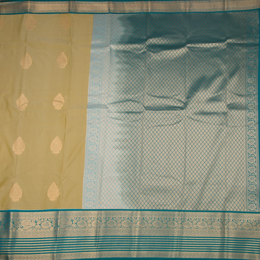Art Silk Olive Green Zari Worked Saree