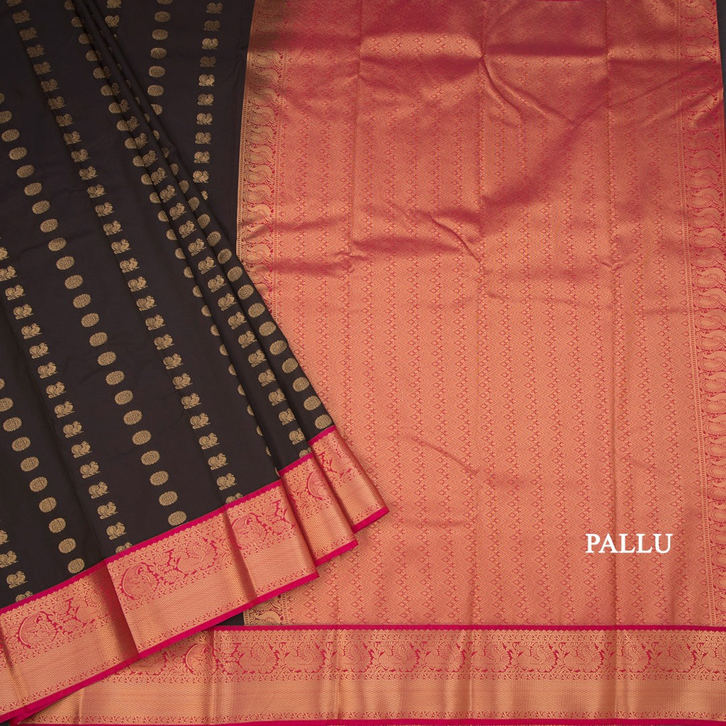 Art Silk Dark Brown Zari Worked Saree