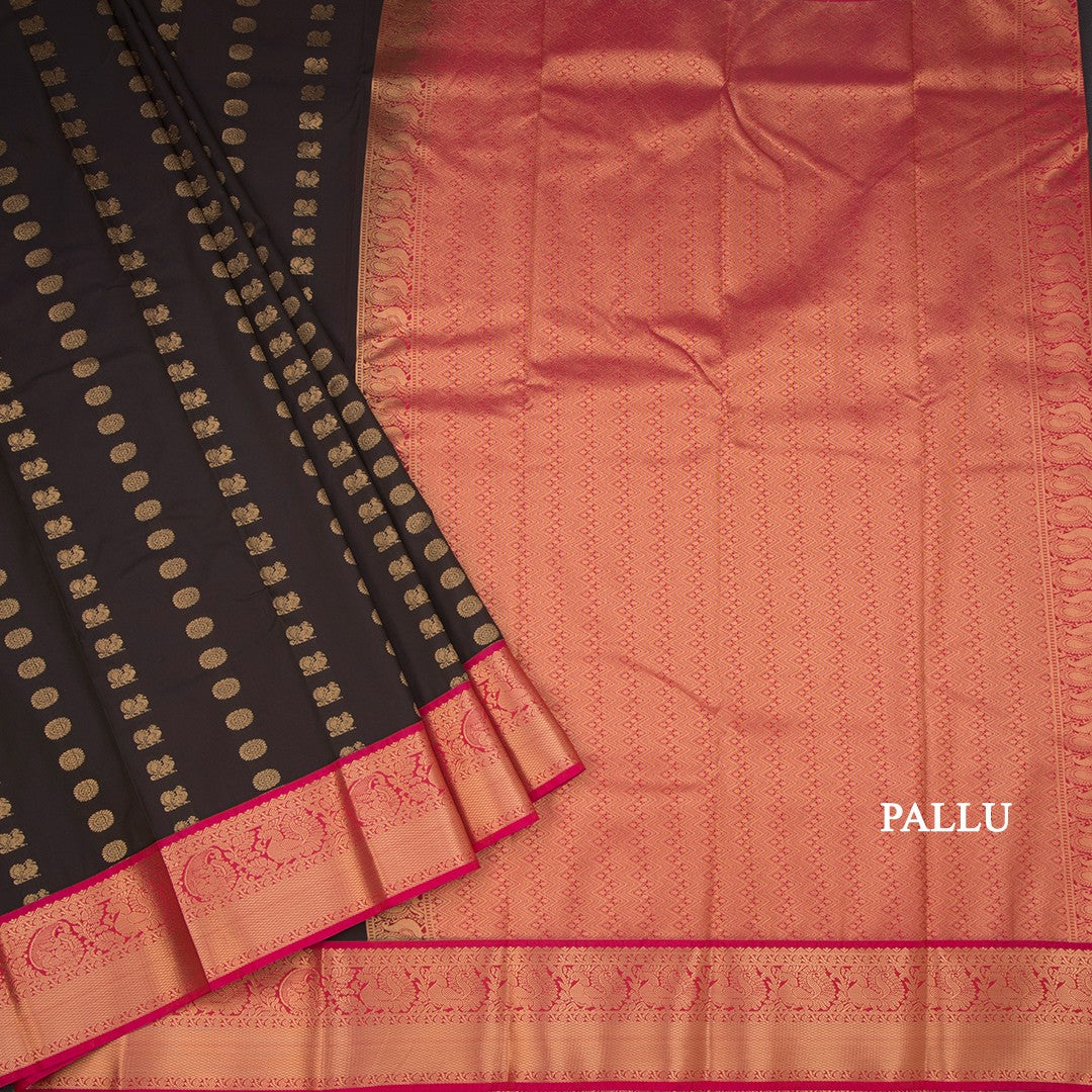 Art Silk Dark Brown Zari Worked Saree
