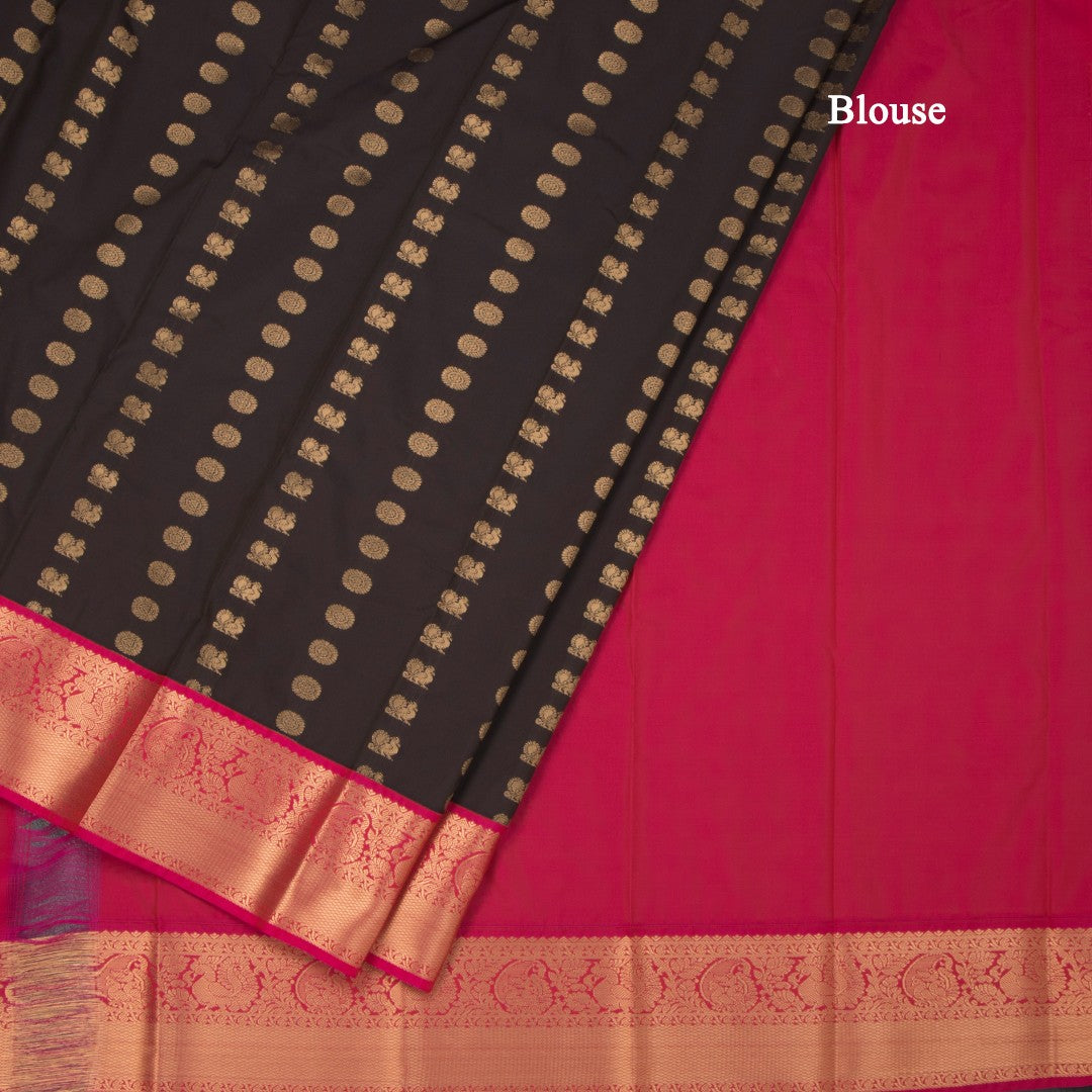 Art Silk Dark Brown Zari Worked Saree