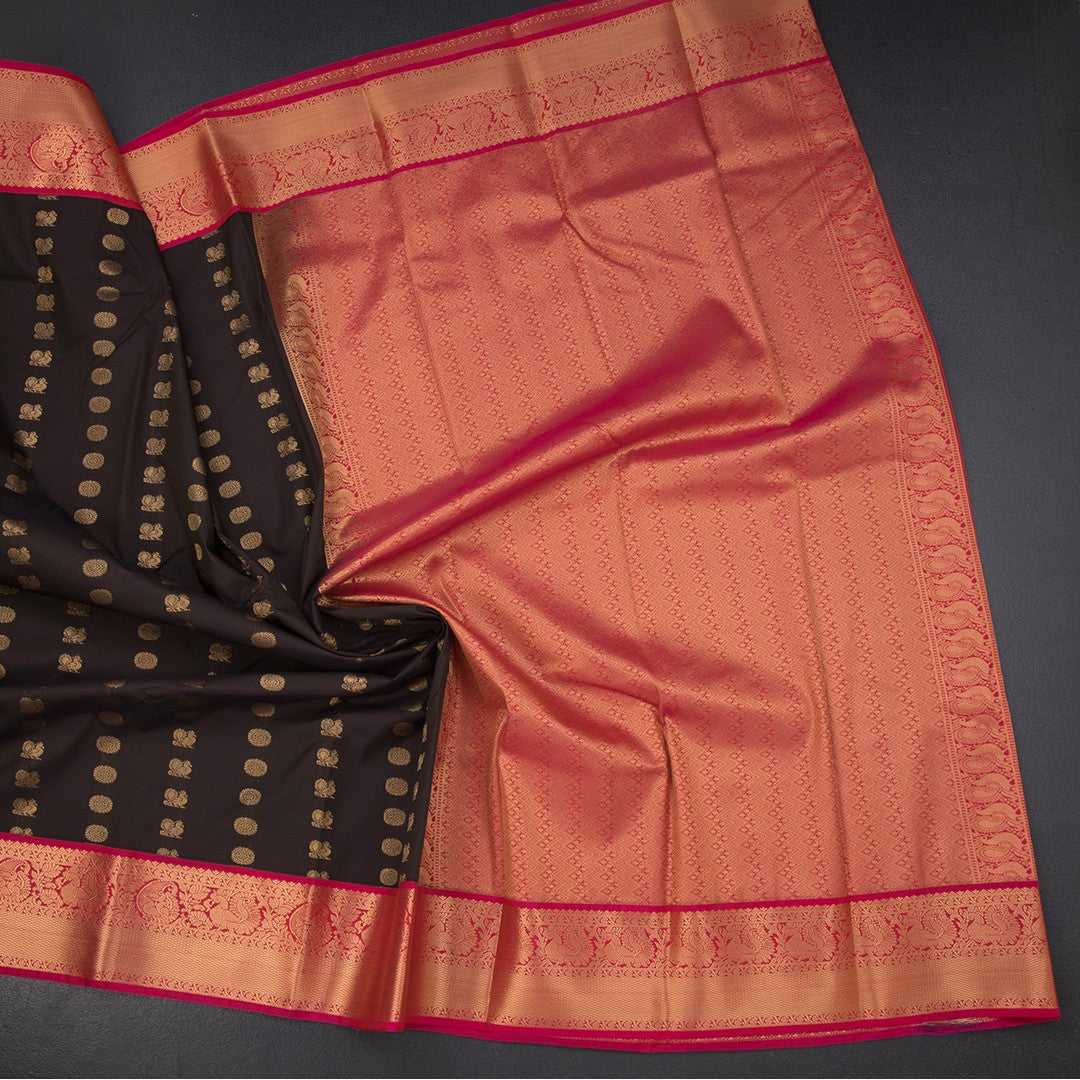 Art Silk Dark Brown Zari Worked Saree