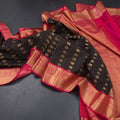 Art Silk Dark Brown Zari Worked Saree