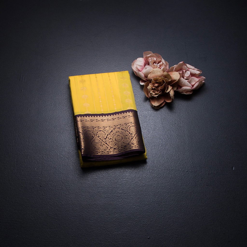 Art Silk Yellow Zari Worked Saree