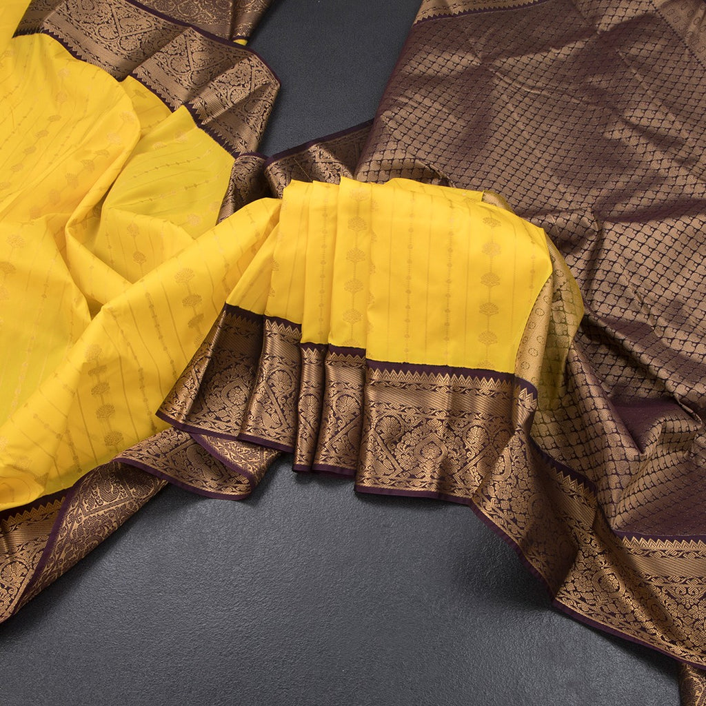 Art Silk Yellow Zari Worked Saree