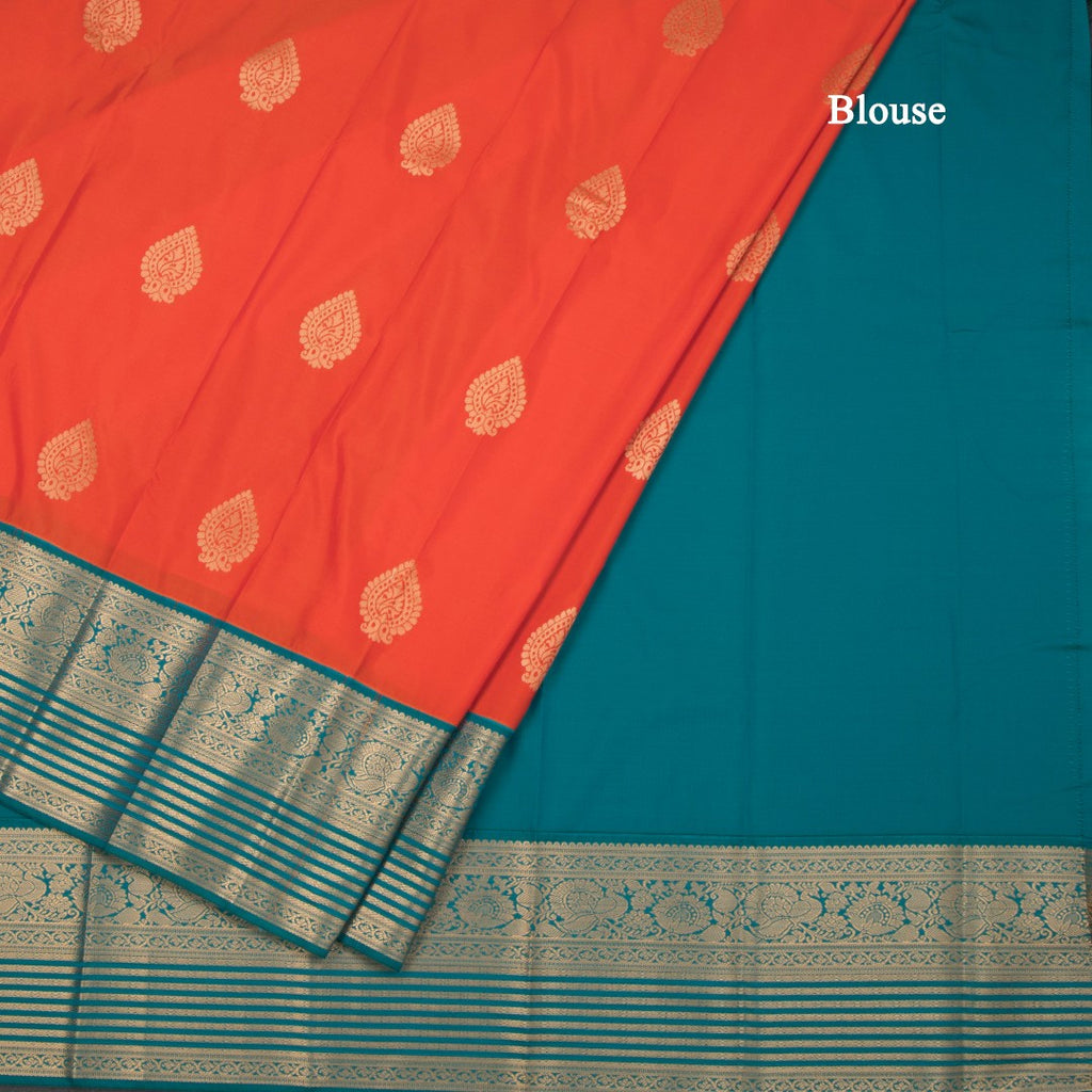 Art Silk Fanta Orange Zari Worked Saree