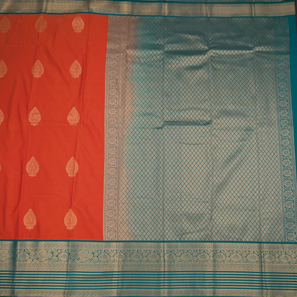 Art Silk Fanta Orange Zari Worked Saree