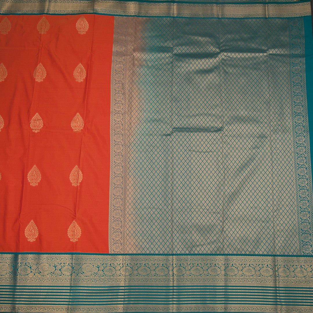 Art Silk Fanta Orange Zari Worked Saree