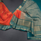 Art Silk Fanta Orange Zari Worked Saree