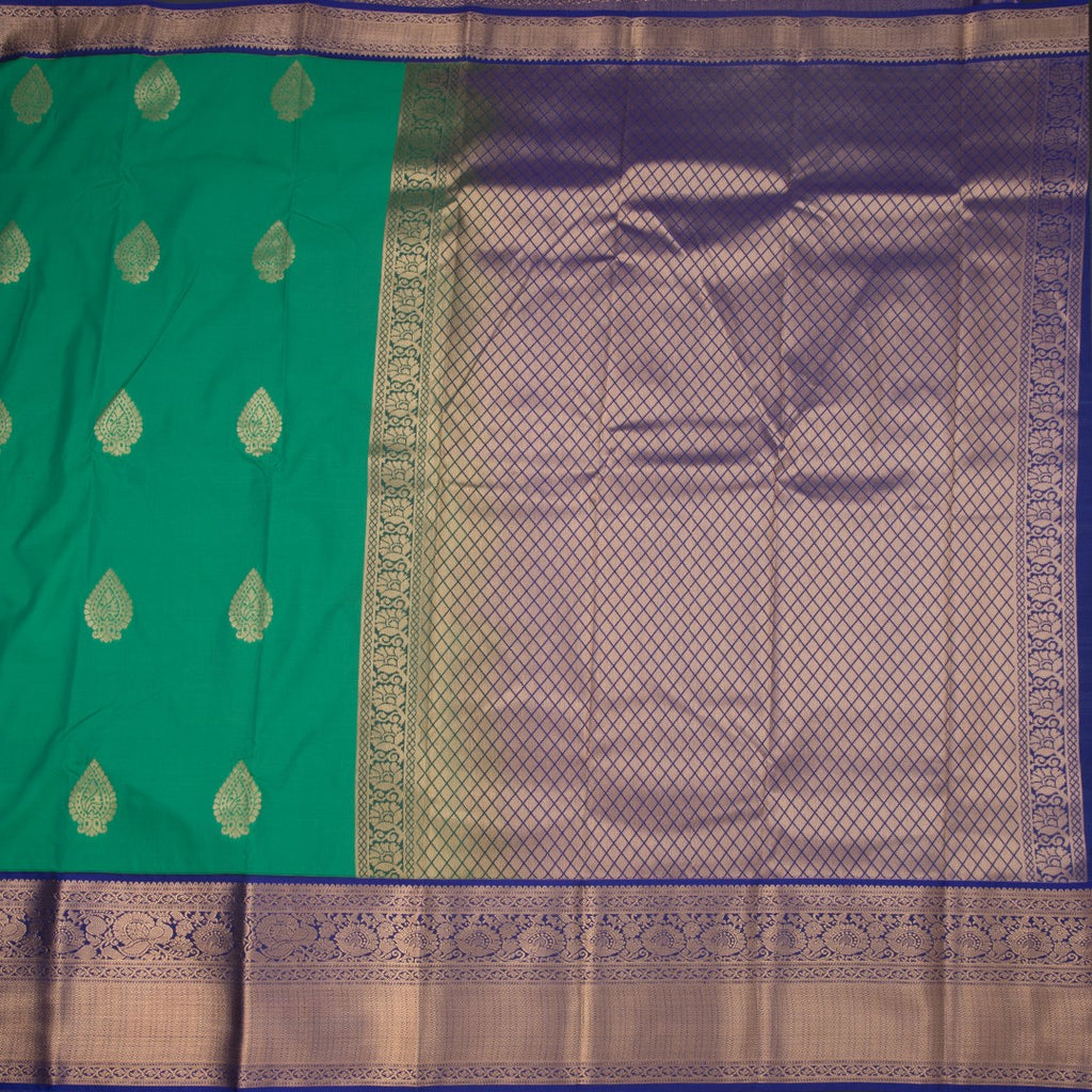 Art Silk Parrot Green Zari Worked Saree 02