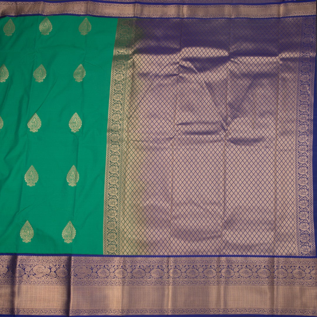 Art Silk Parrot Green Zari Worked Saree 02
