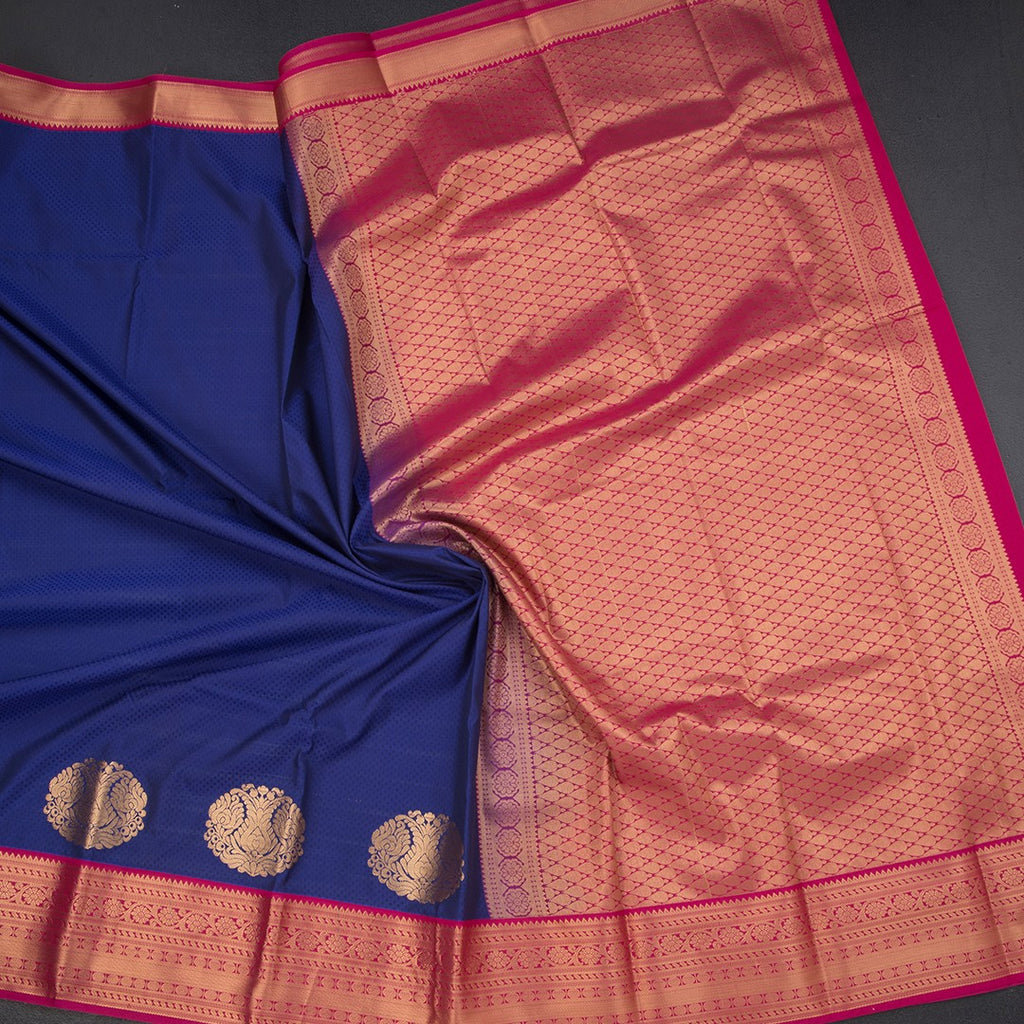 Art Silk Royal Blue Zari Worked Saree