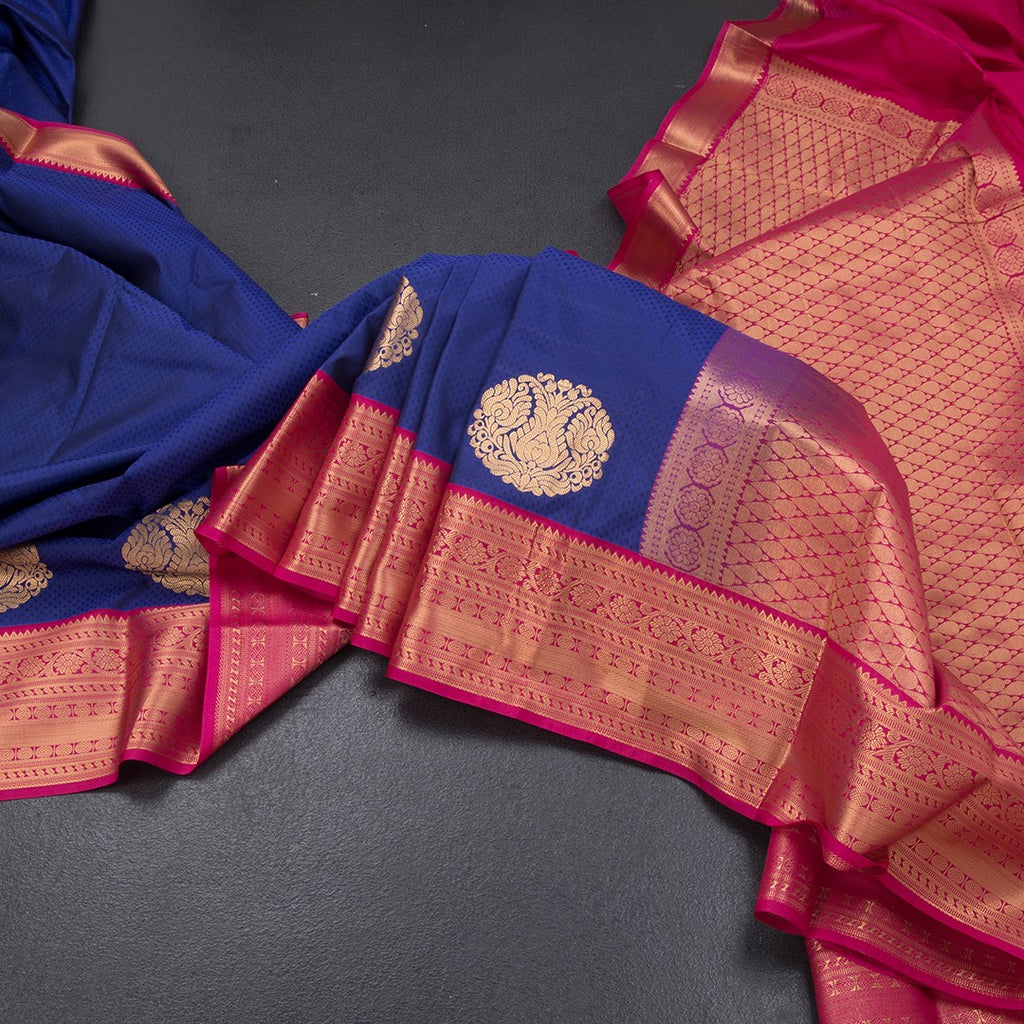 Art Silk Royal Blue Zari Worked Saree