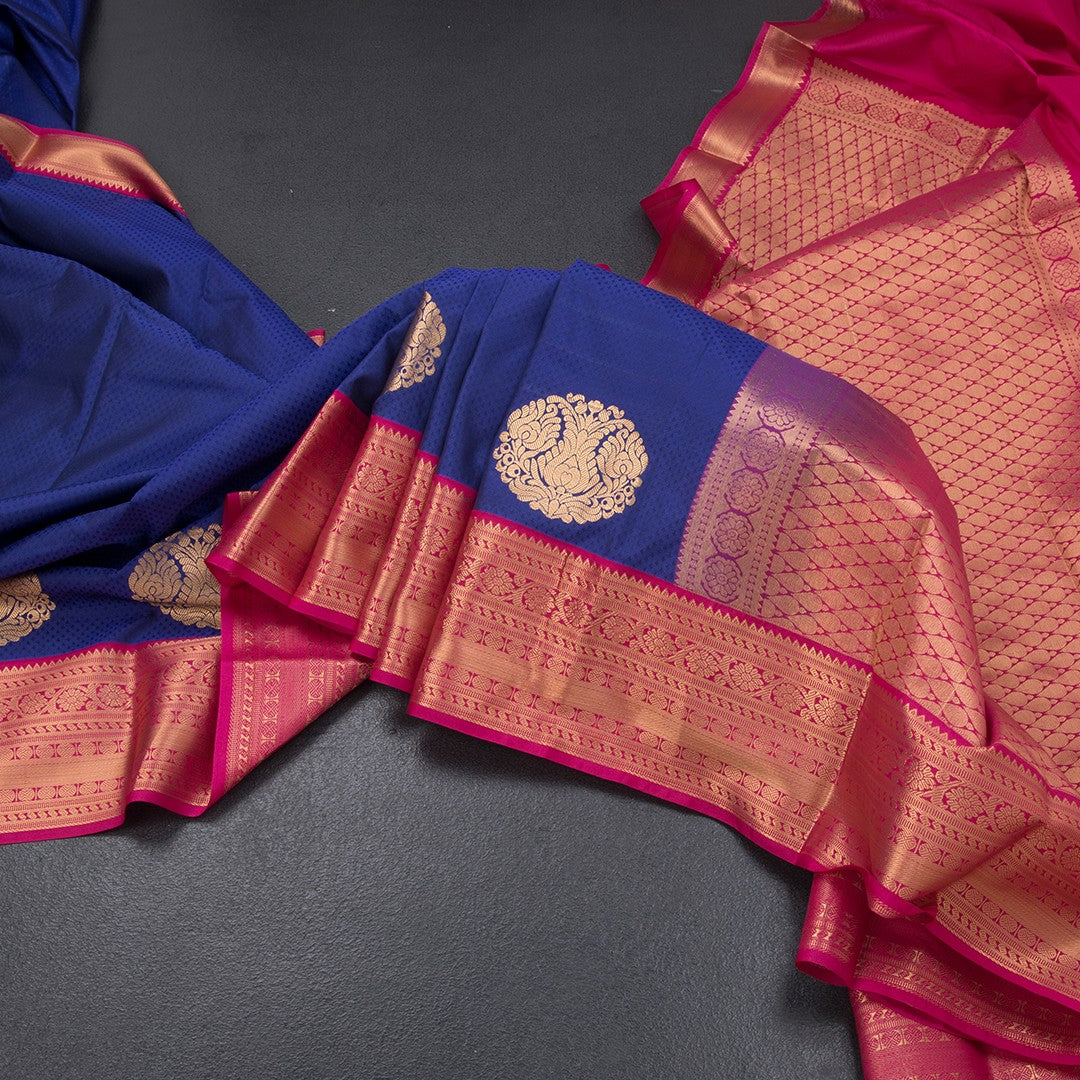 Art Silk Royal Blue Zari Worked Saree