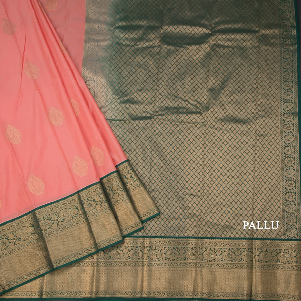 Art Silk Coral Pink Zari Worked Saree