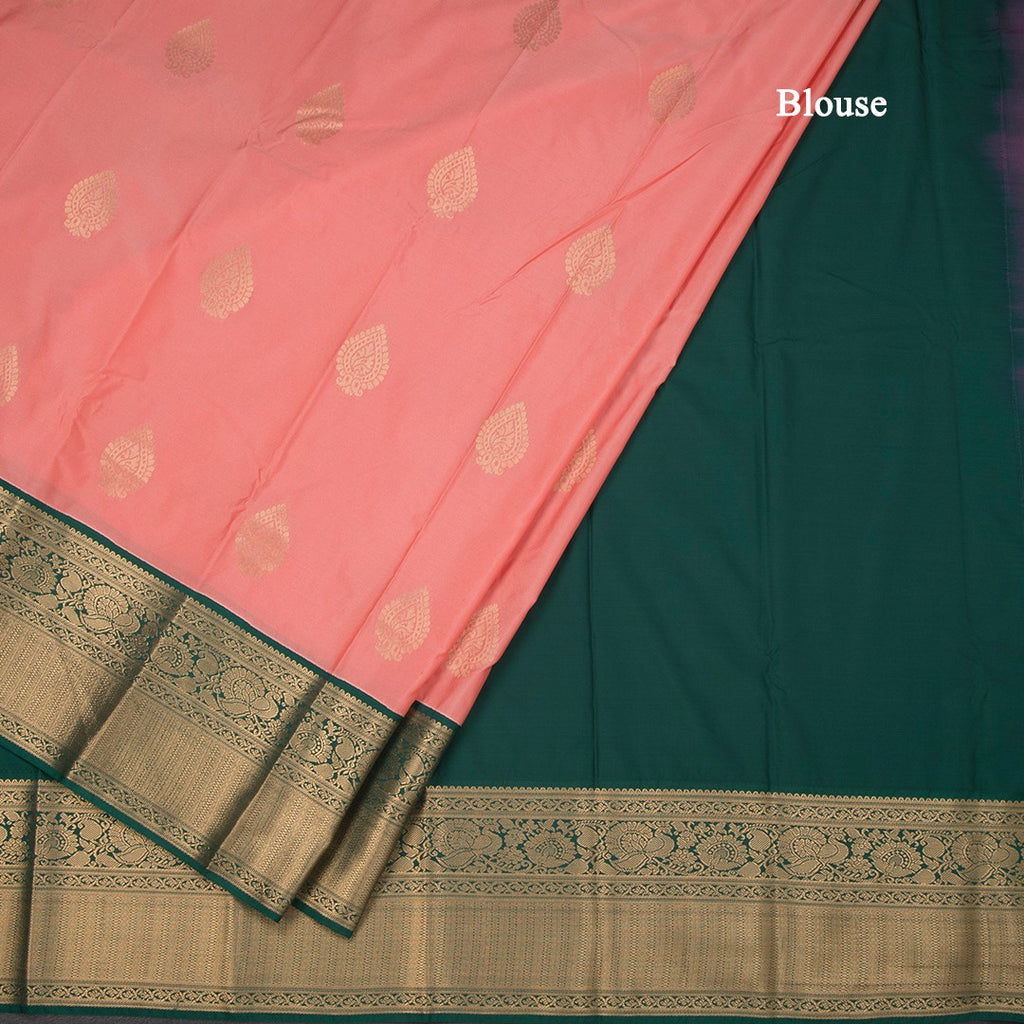 Art Silk Coral Pink Zari Worked Saree