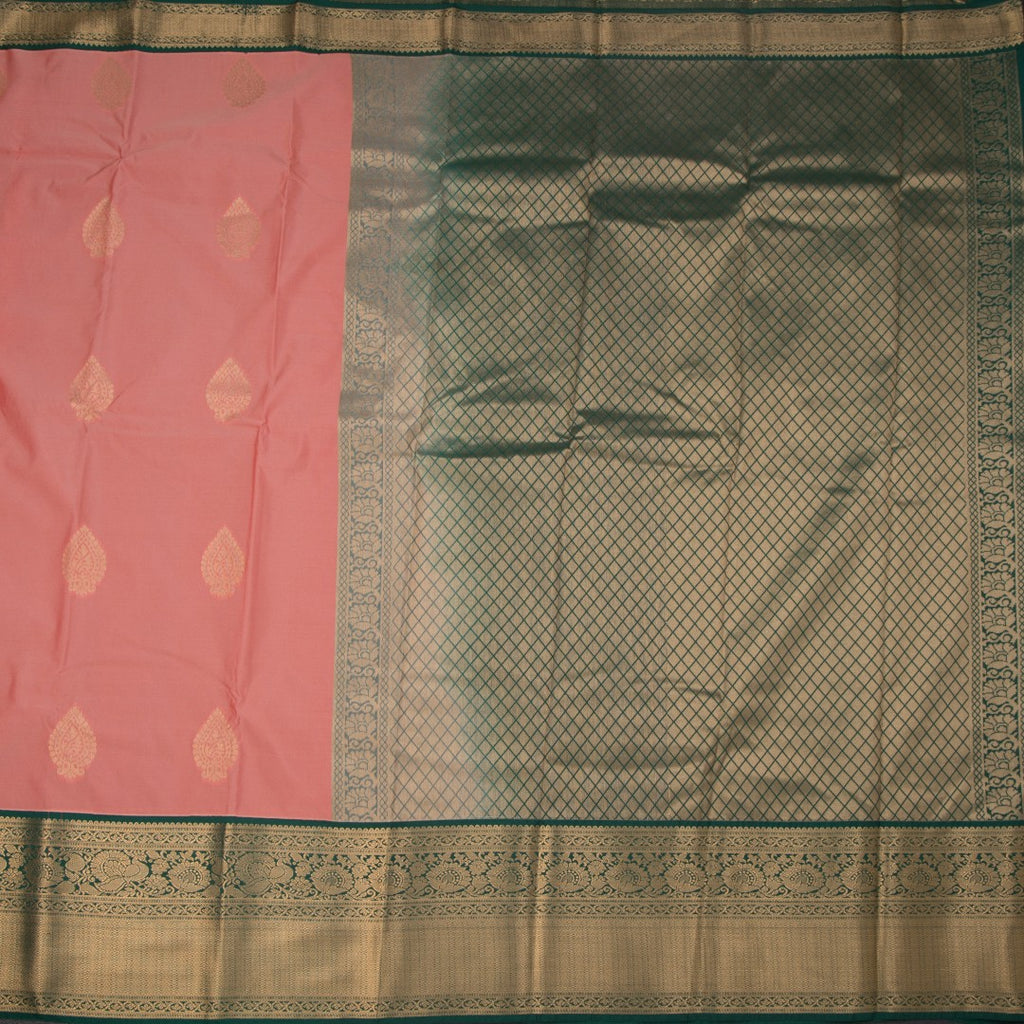Art Silk Coral Pink Zari Worked Saree