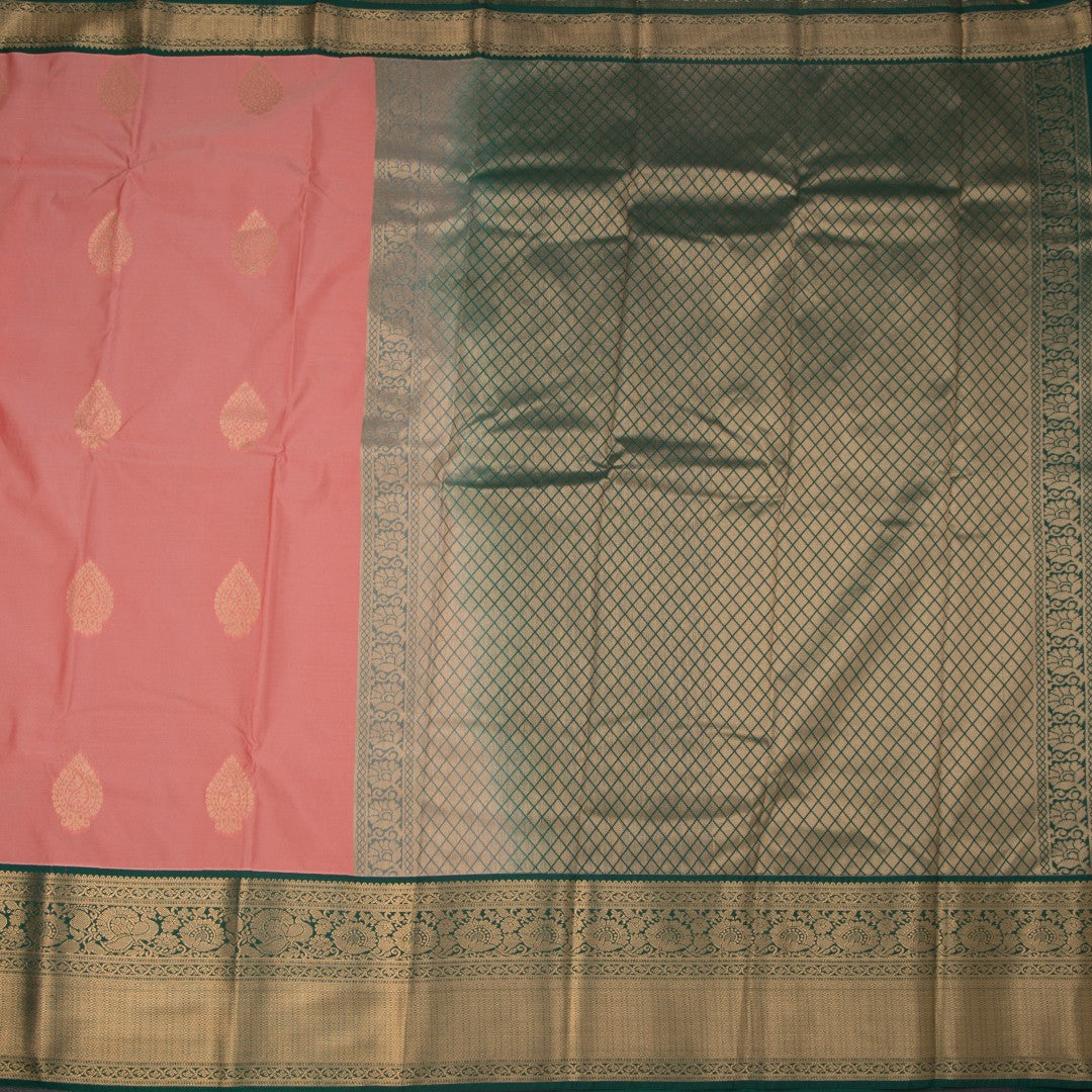 Art Silk Coral Pink Zari Worked Saree