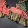 Art Silk Coral Pink Zari Worked Saree