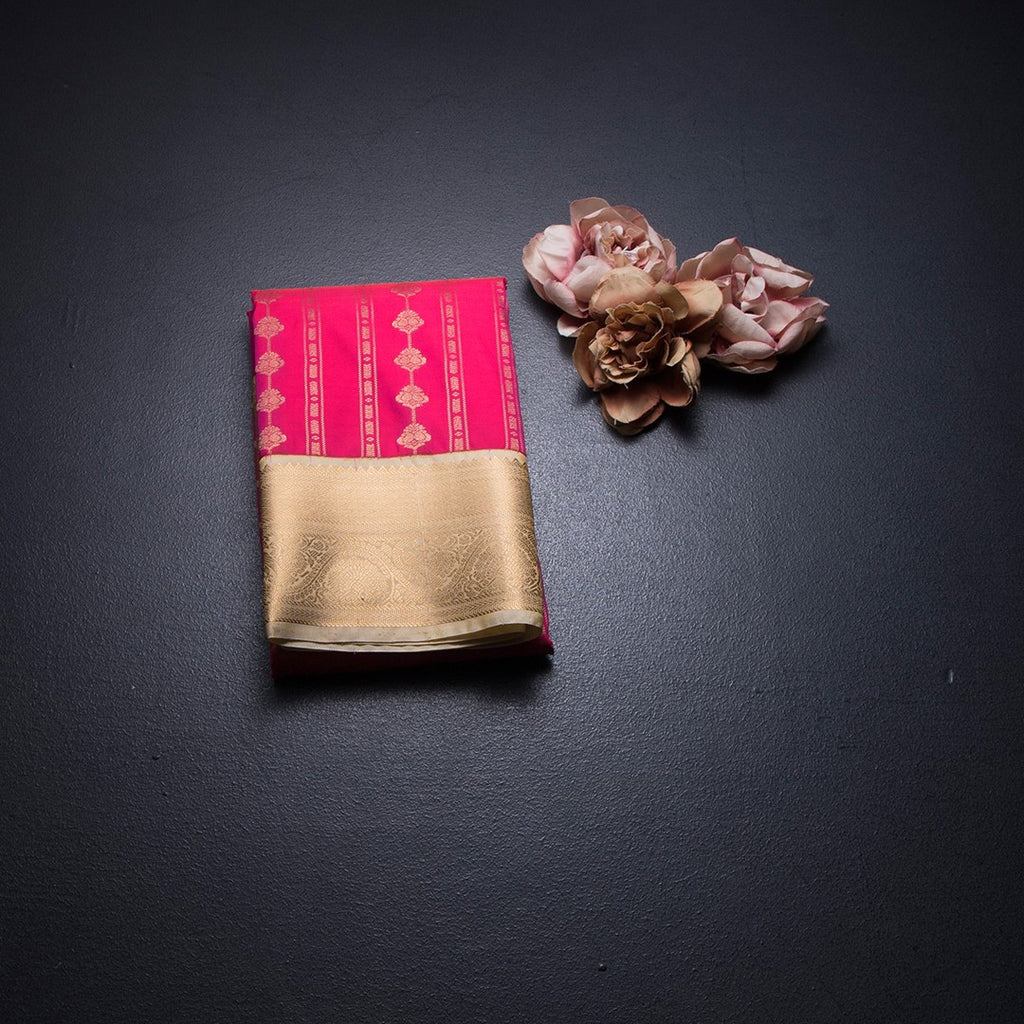 Art Silk Dark Pink Zari Worked Saree 03