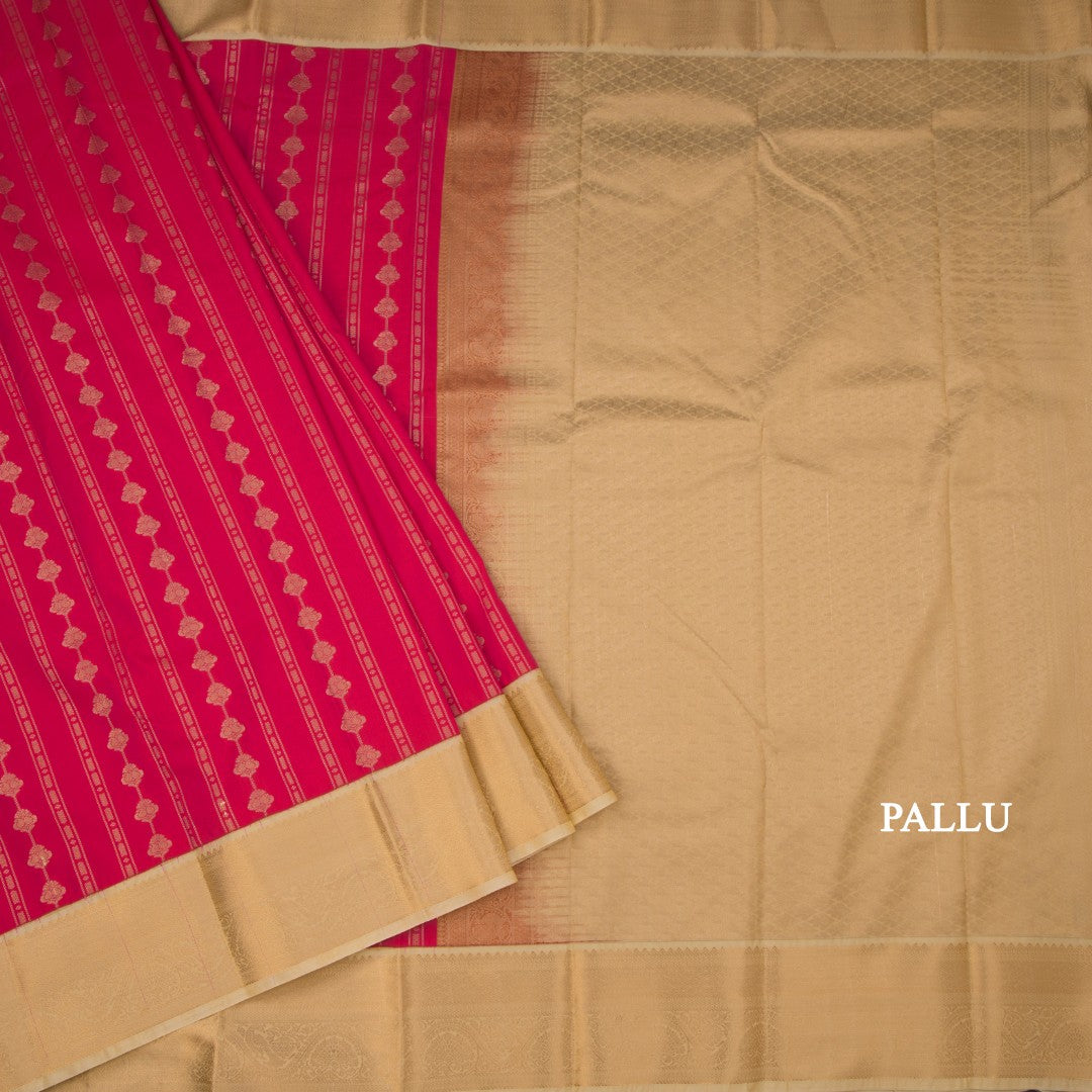 Art Silk Dark Pink Zari Worked Saree 03