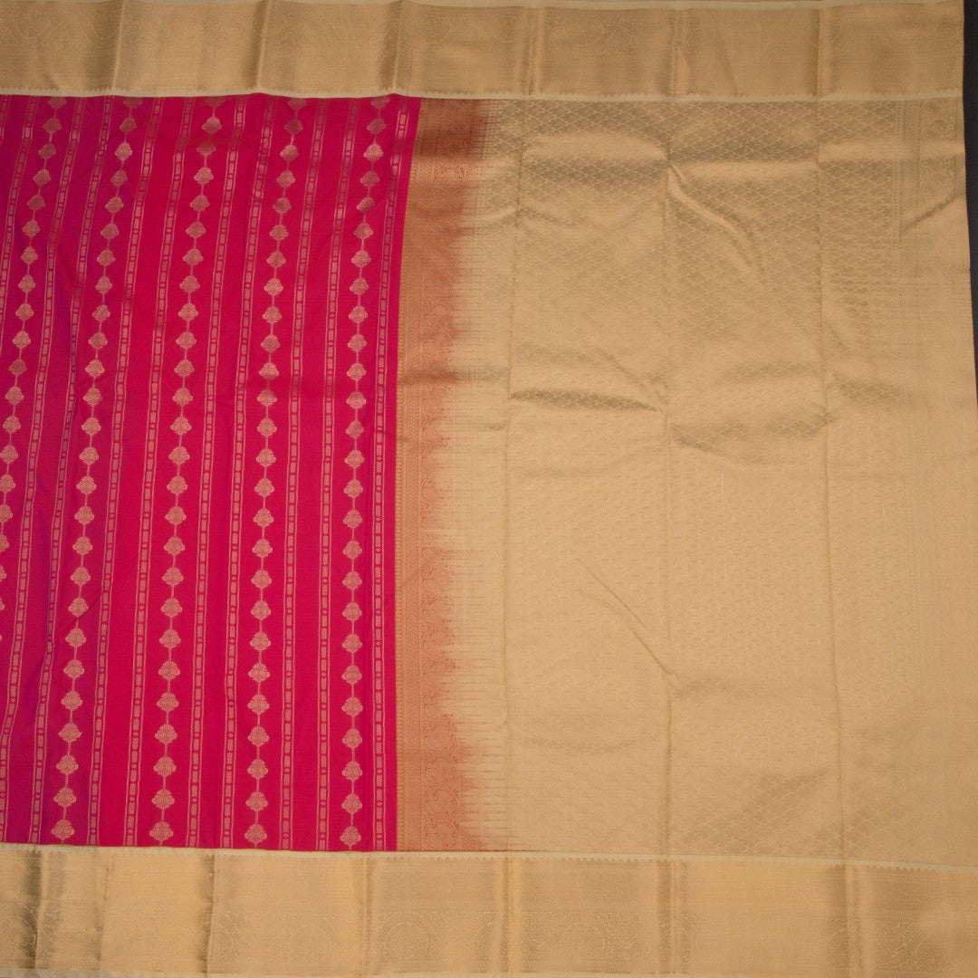 Art Silk Dark Pink Zari Worked Saree 03