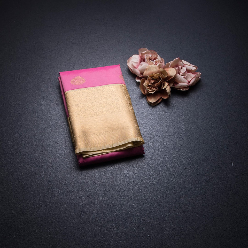 Art Silk Rose Pink Zari Worked Saree 03