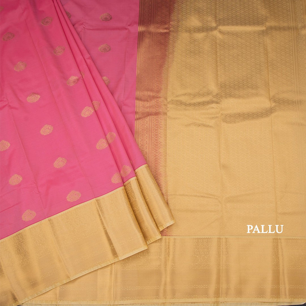 Art Silk Rose Pink Zari Worked Saree 03