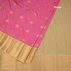 Art Silk Rose Pink Zari Worked Saree 03