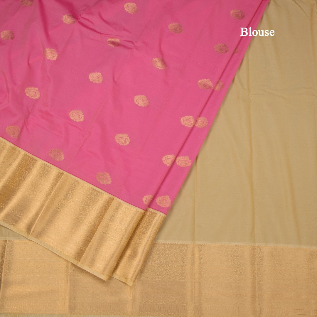 Art Silk Rose Pink Zari Worked Saree 03
