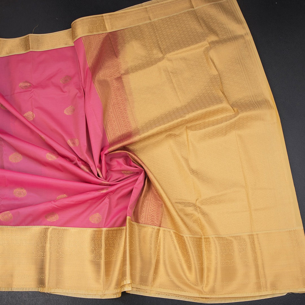 Art Silk Rose Pink Zari Worked Saree 03